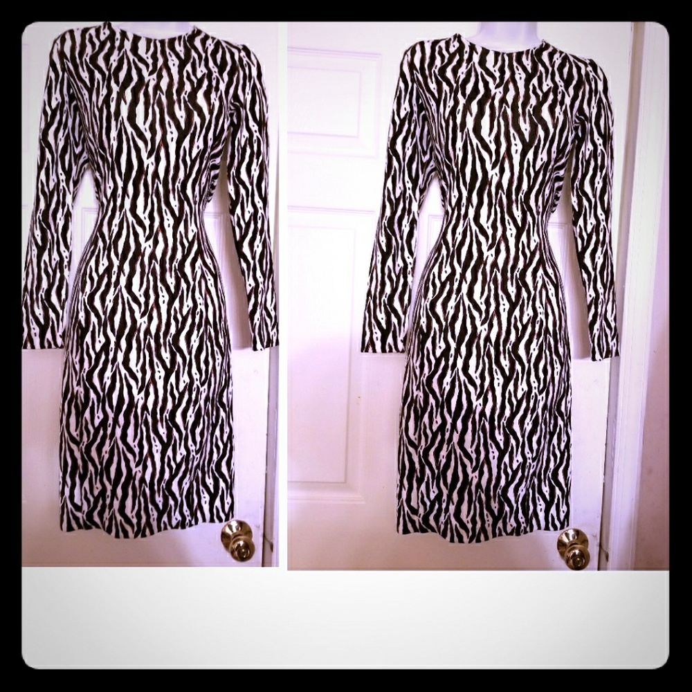 H&M brown& cream tribal print sheath dress